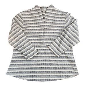 Andria Lieu collection sz Med womens top half zip 3/4 sleeve black white